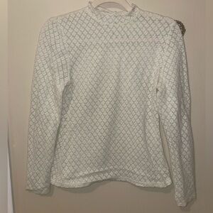 White Geometric Lace Turtleneck